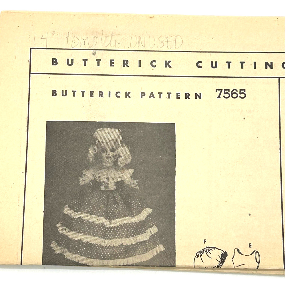 Butterick Vintage Pattern #7565 Doll Wardrobe14"‎ Toni Doll 7 Outfits HTF RARE